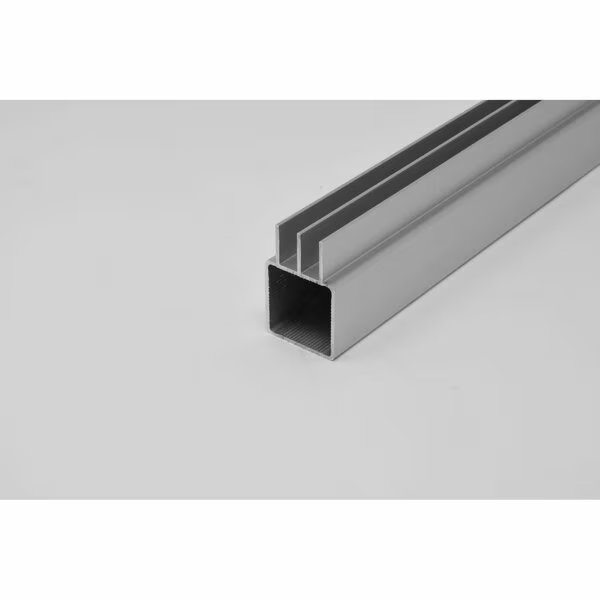 Upper Sliding Door Track Extrusion for 1/4in Panel Panel  Silver, 48in L x 1in W x 1in H, QR 1 End, Eztube, Mfr#: 100-240U 1QR 4
